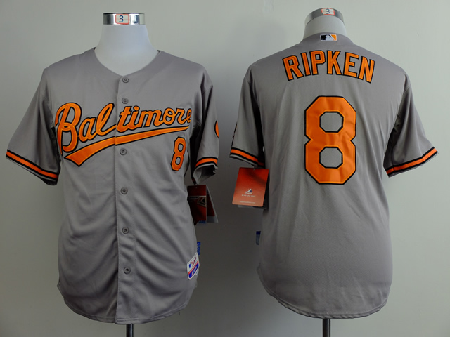 Men Baltimore Orioles 8 Cal Ripken Grey Throwback MLB Jerseys